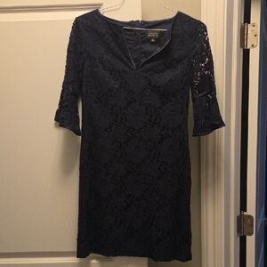 Adrianna Papell Elegant Navy Lace Dress Sz 2